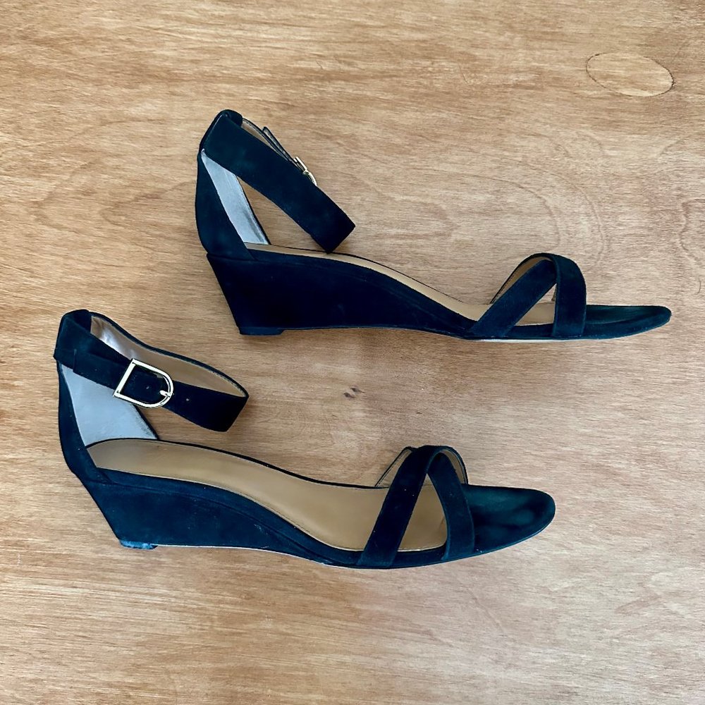 j crew wedge sandal • black suede • sz 9 • $128